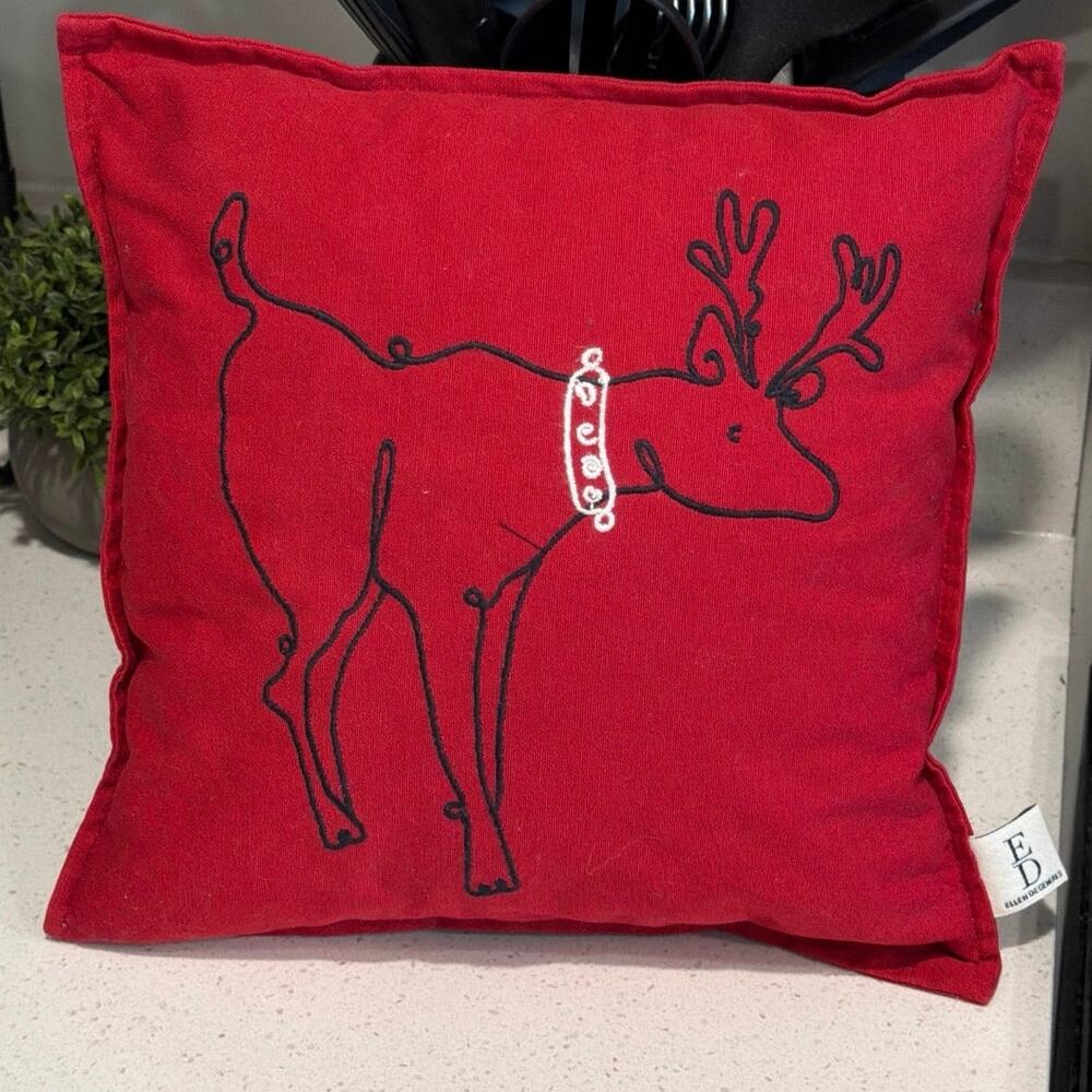 Ellen Degeneres small Christmas throw pillow with reindeer